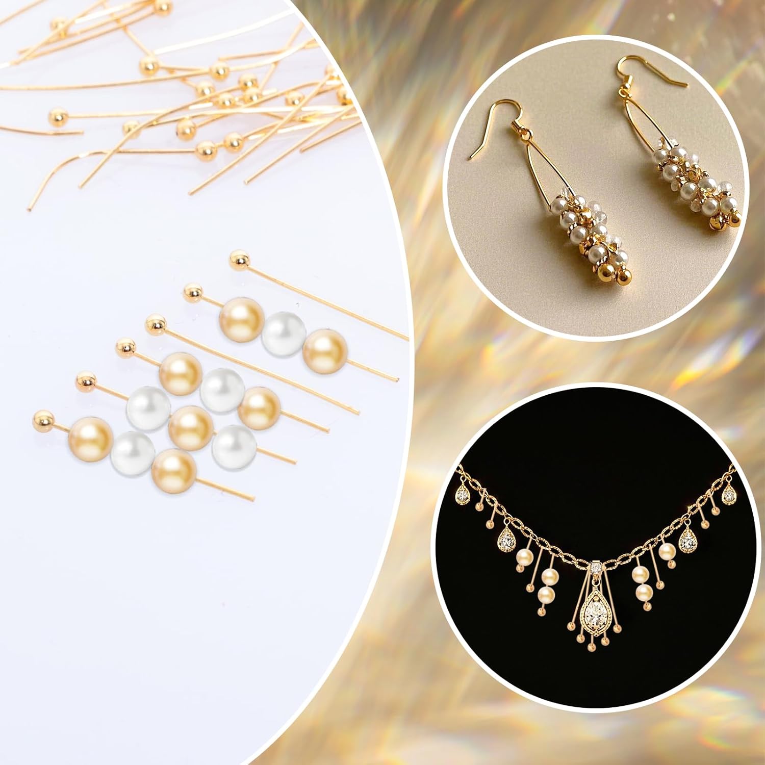 400 Pcs 14K Small Gold Plated Ball Head Pins 20mm Stainless Steel End Headpins Wire Needle Straight Sewing Pins for Earring Pendant Bracelet Necklace Jewelry Making Findings DIY Craft Handmade - Image 6