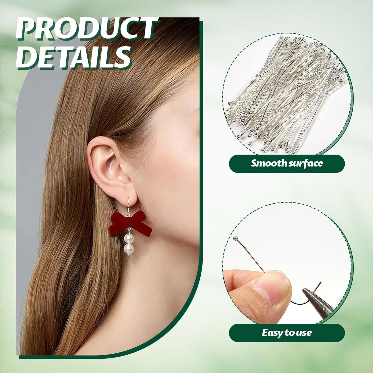 TOAOB 200pcs Stainless Steel Head Pins Set for Jewelry Making Long 70mm Silver Ball Head Pins Jewelry Findings for DIY Crafts - Image 3