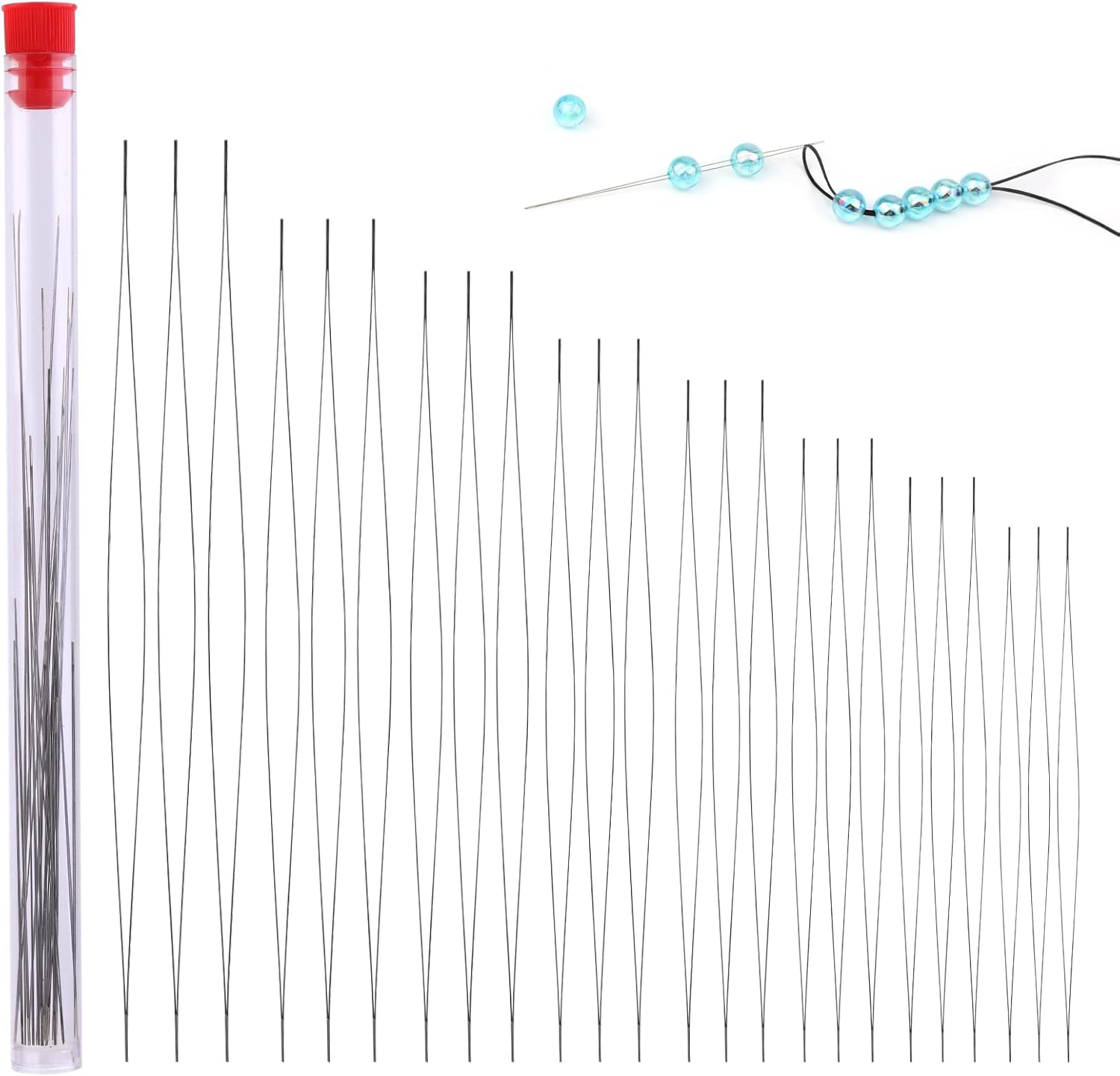 24 Pcs Beading Needles for Seed Beads Big Eye Collapsible Beading Needles for Jewelry Making with Storage Tube for Bracelets
